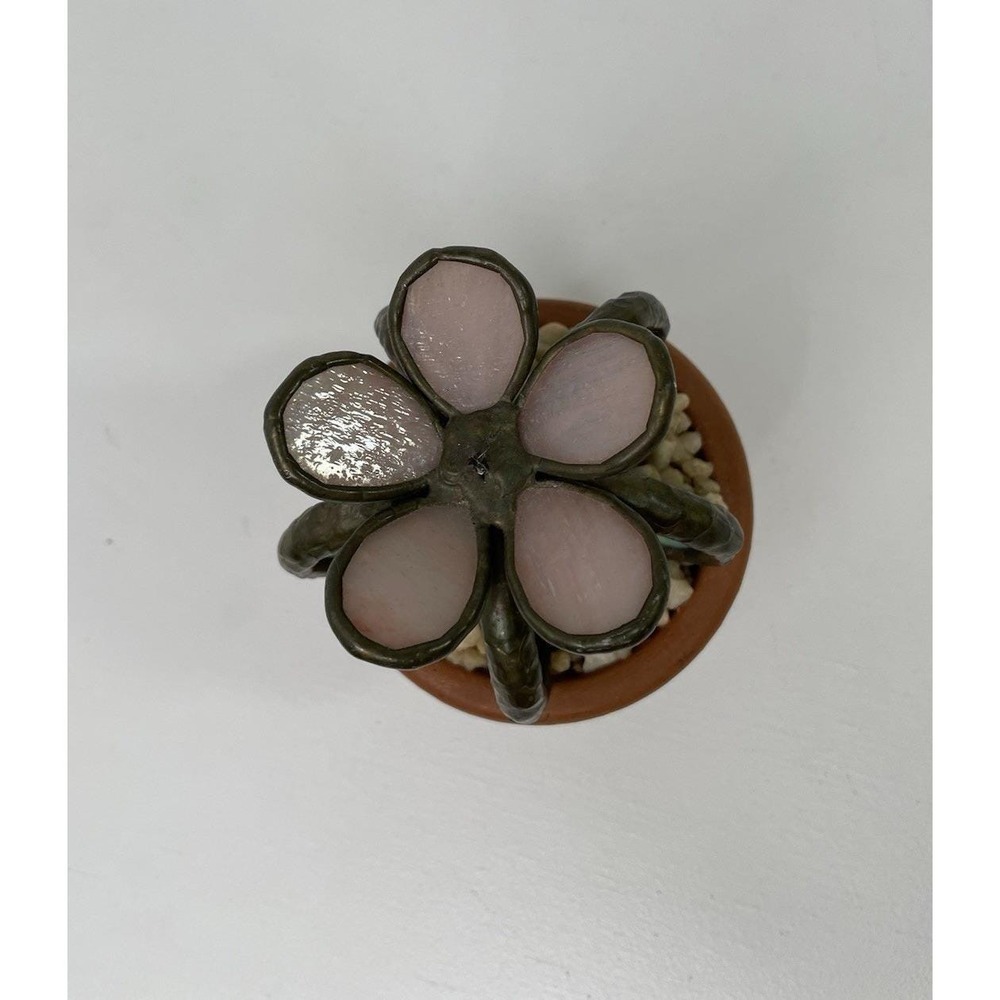 Stained Glass Cactus With Pink Flower Terracotta Pot 5"x3" Handmade Gift Décor - Picture 7 of 14